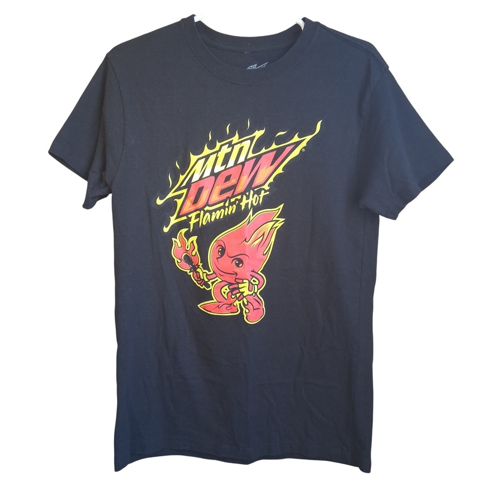 Mtn. Dew Flamin' Hot SS Graphic Promo Tee Large Slim Fit Licensed Streetwear EUC
